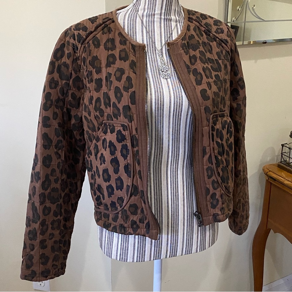 Blank NYC Cool Cat Quilted Jacket Sz S NWT Leopard Animal Print Brown